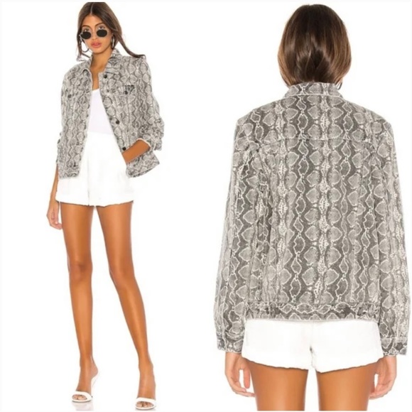 Blank NYC Snake Print Denim Trucker Jacket NWT - Picture 2 of 6